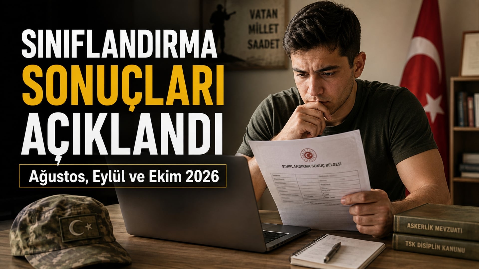 Ağustos, Eylül ve Ekim 2026 askerlik sınıflandırma sonuçlarını bilgisayardan kontrol eden Türk asker adayı