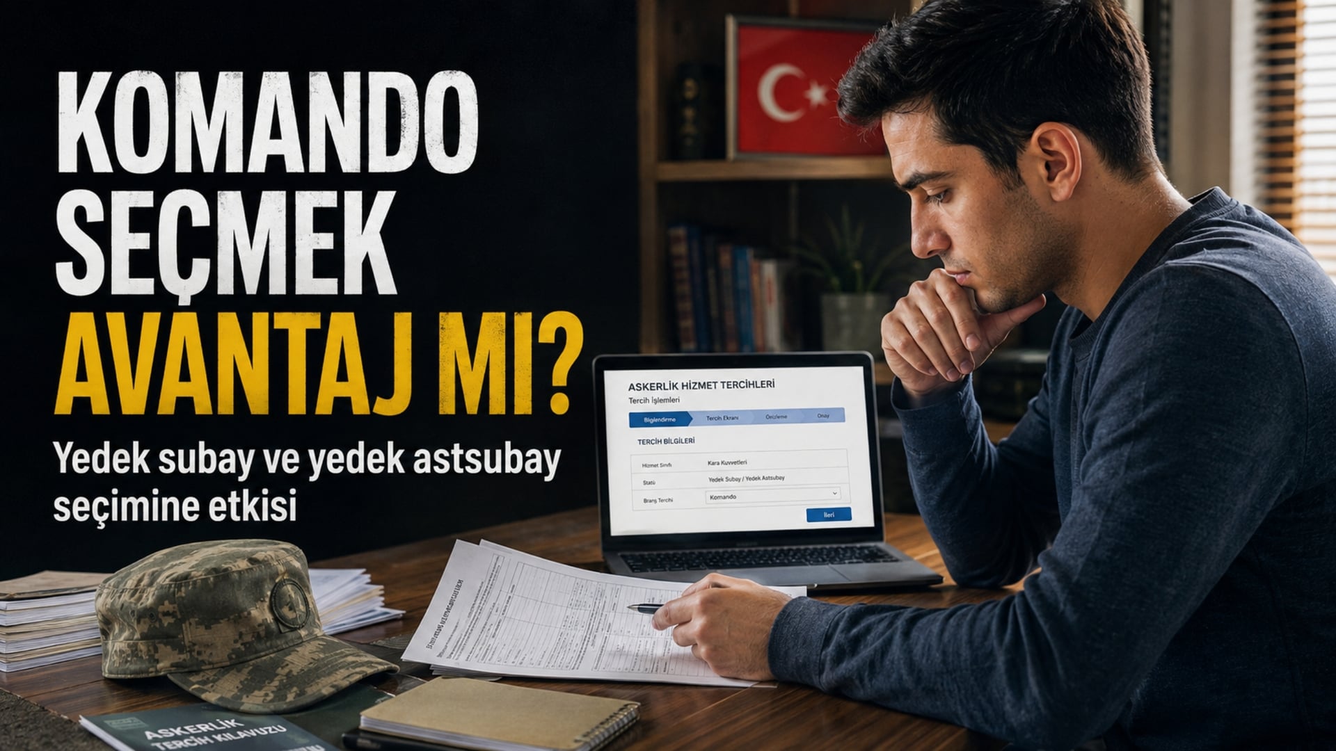 Askerlik hizmet tercihinde komando seçeneğini değerlendiren ve yedek subaylık sürecini araştıran asker adayı