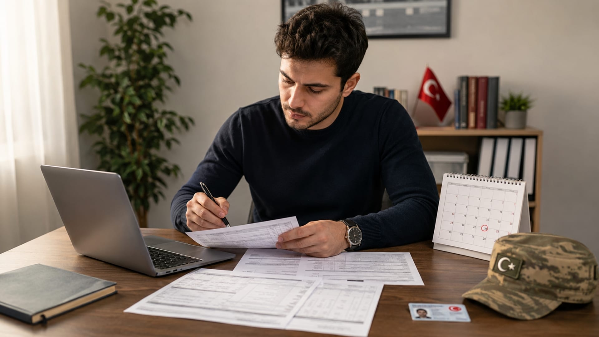 Askerlik sınıflandırma tarihlerini ve hizmet tercih belgelerini planlayan Türk asker adayı