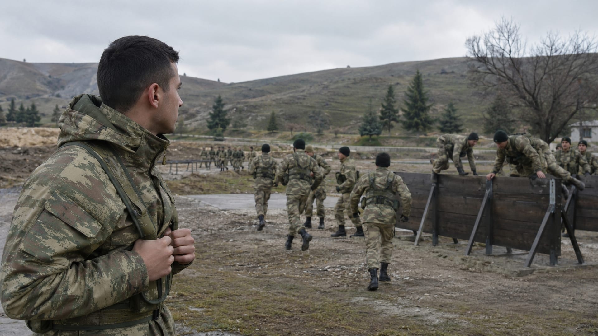 Soğuk hava şartlarında eğitim yapan Türk askerlerinin askerî eğitim alanı