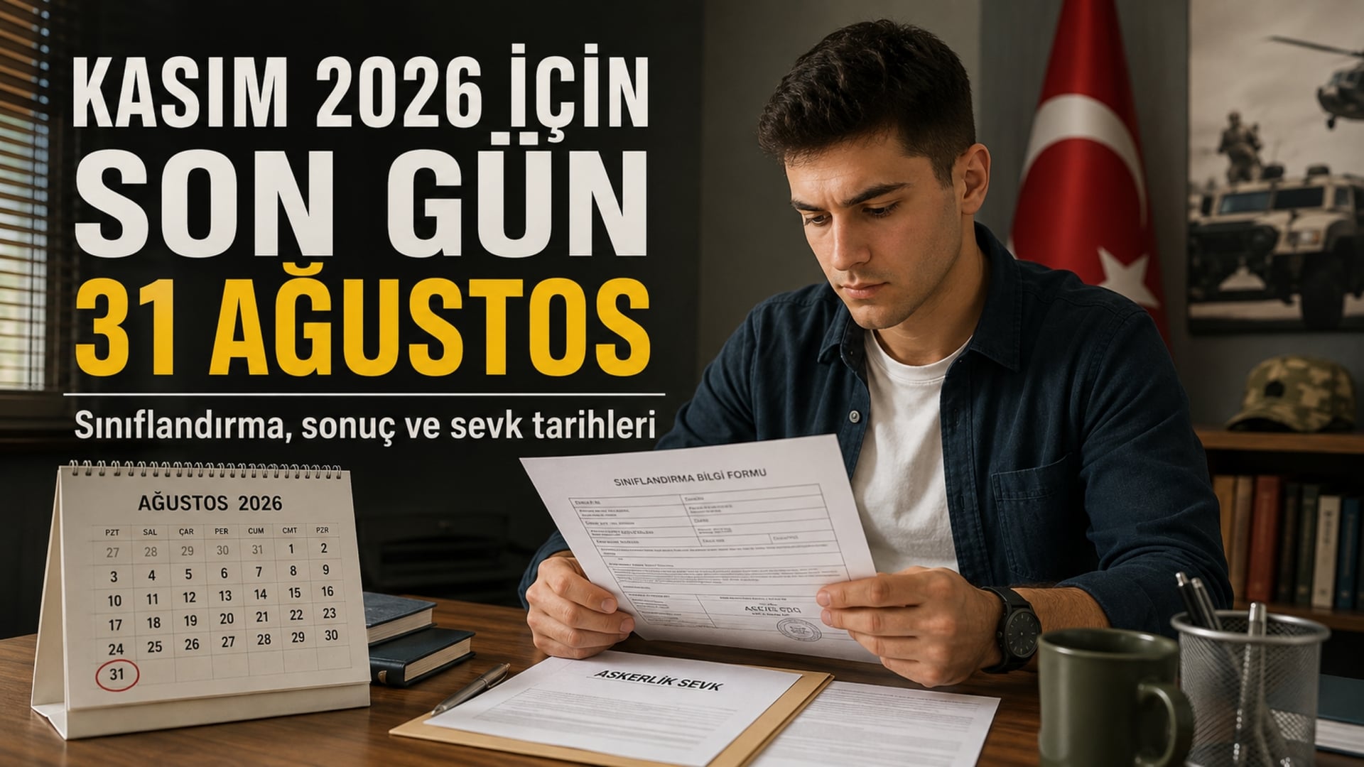 Kasım 2026 askerlik sınıflandırma ve sevk tarihlerini kontrol eden Türk asker adayı