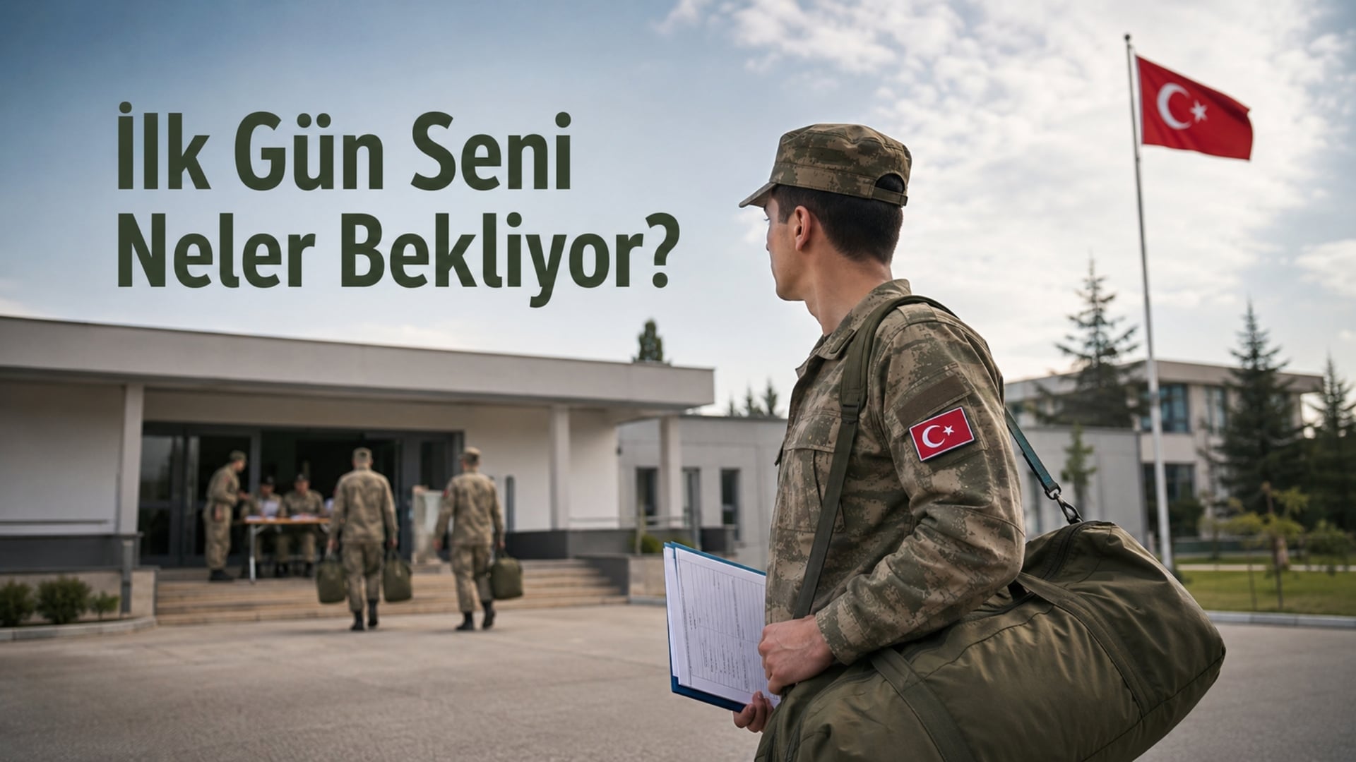 Acemi birliğine ilk kez katılarak kayıt ve askerî malzeme teslim işlemlerini tamamlayan Türk asker adayı