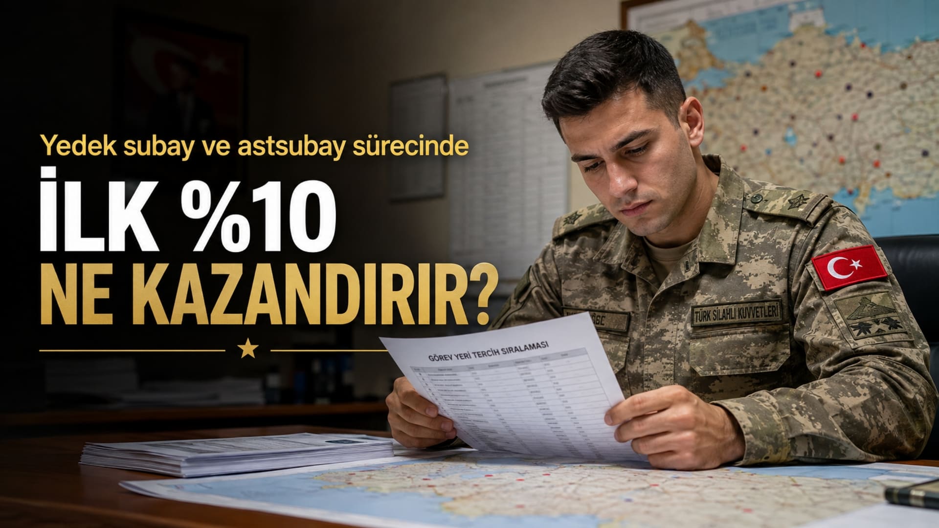 Yedek subay ve astsubay eğitiminde başarı sıralaması ve görev yeri tercih listesini inceleyen Türk asker adayı
