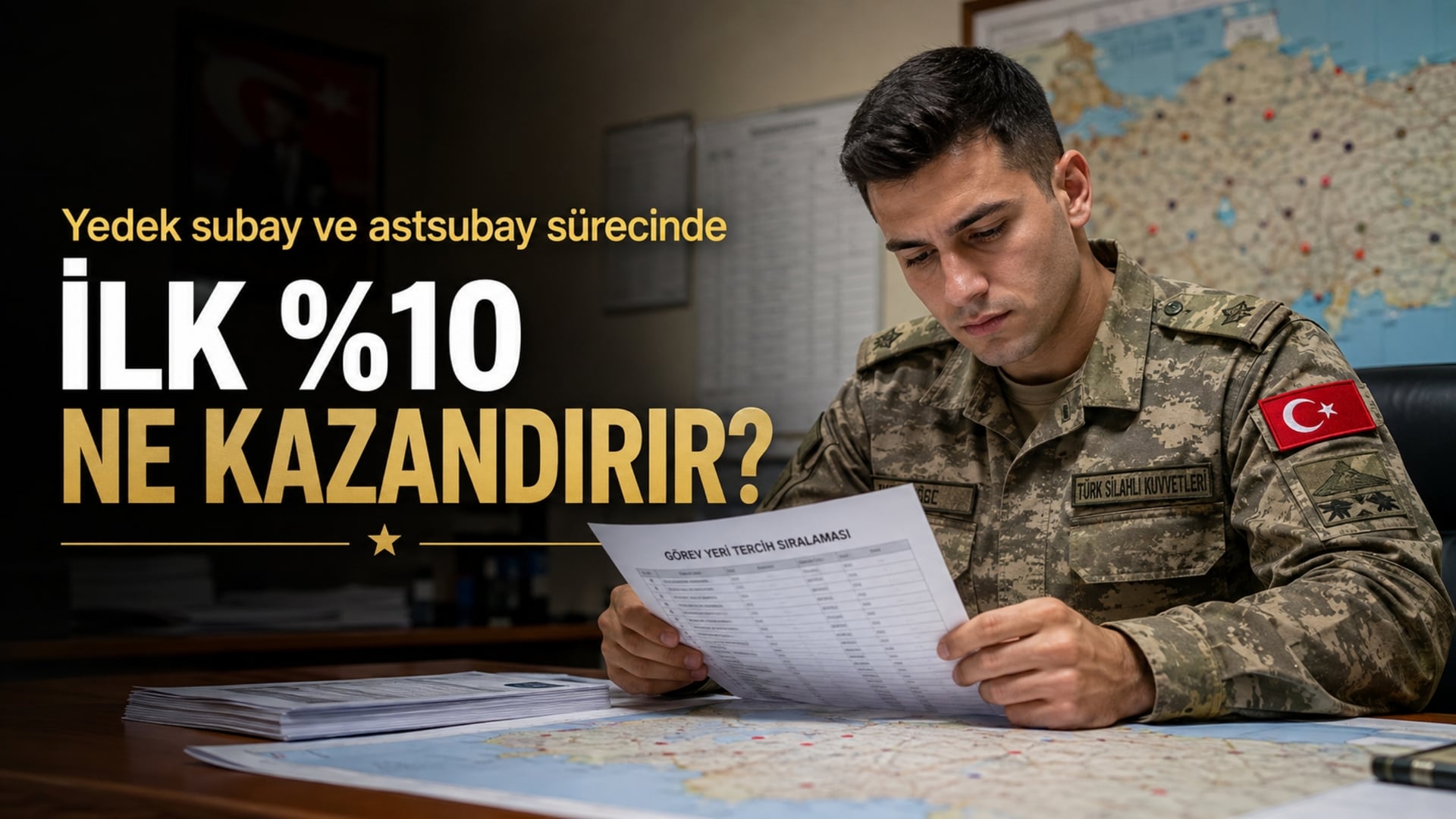Yedek subay ve astsubay eğitiminde başarı sıralaması ve görev yeri tercih listesini inceleyen Türk asker adayı