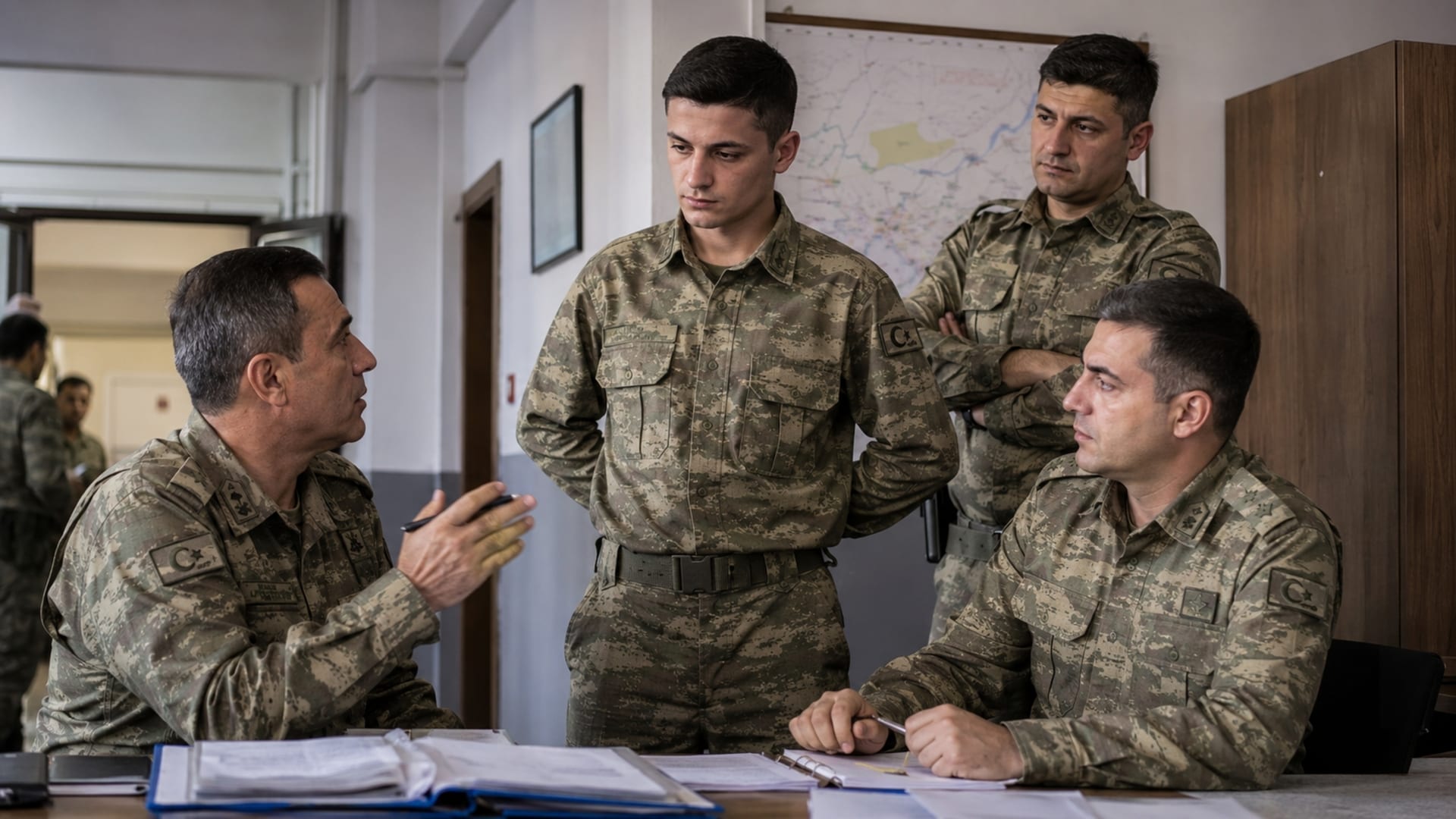 Birlik içinde tecrübeli personelle görev ve sorumlulukları değerlendiren genç astsubay astçavuş