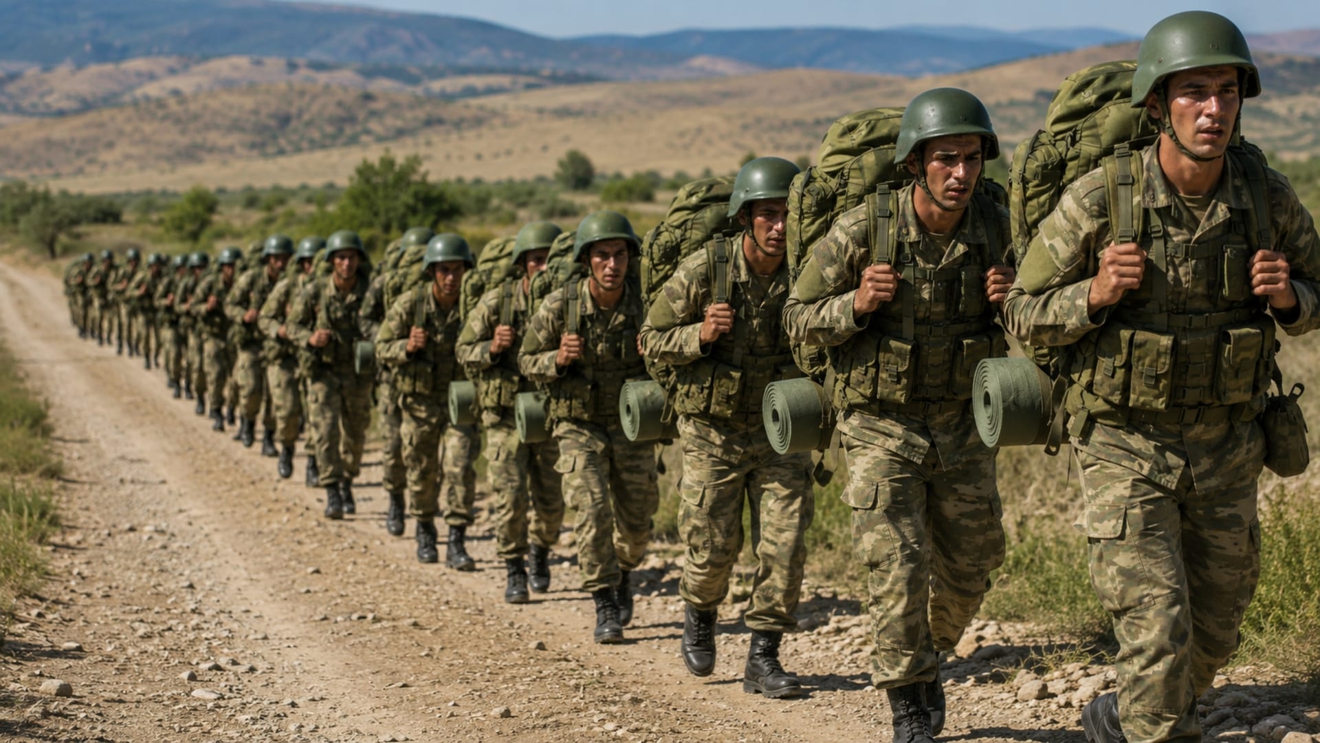 Piyade eğitiminde uzun intikale çıkan Türk asker adayları