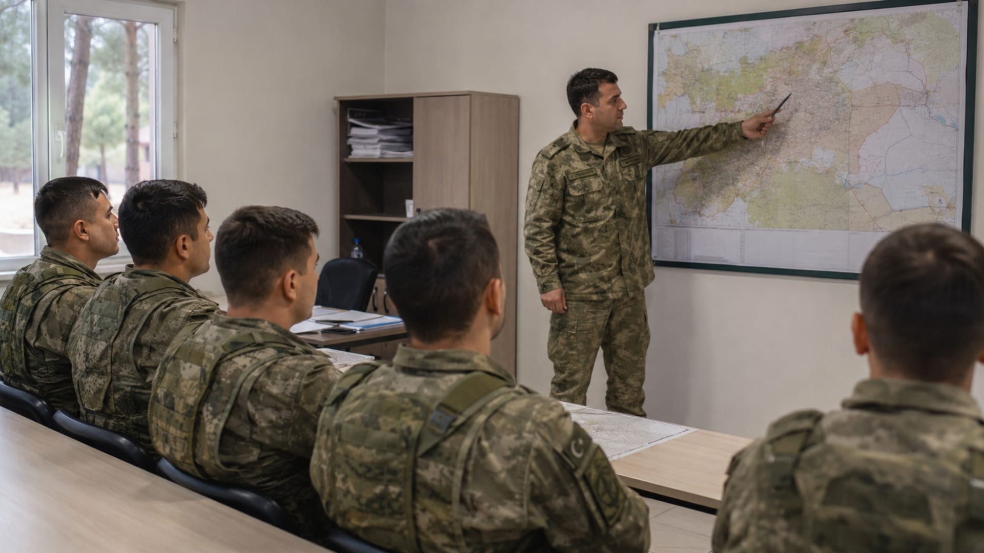 Kıtaya yeni katılan personele birlik düzeni ve görev alanları hakkında oryantasyon veren Türk askerî personel