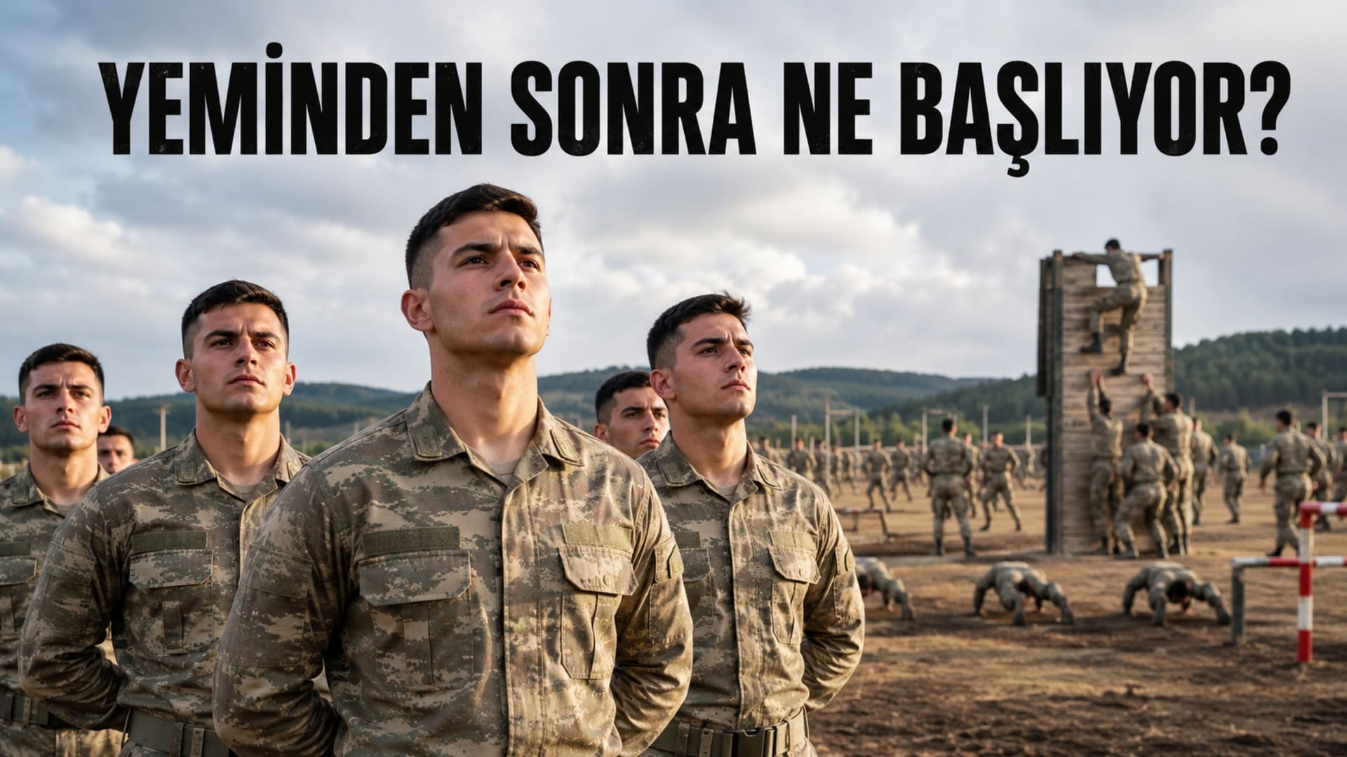 Yemin töreninden sonra ders, spor ve uygulamalı eğitimlere devam eden Türk asker adayları