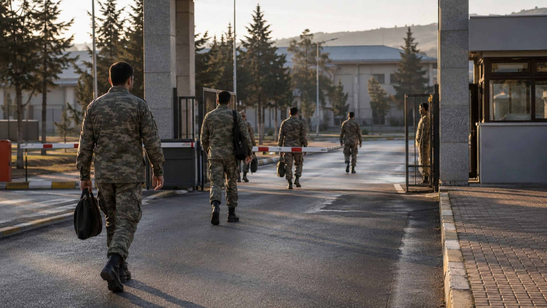 Sabah erken saatlerde görev yapmak üzere askerî birliğe giriş yapan Türk askerî personel