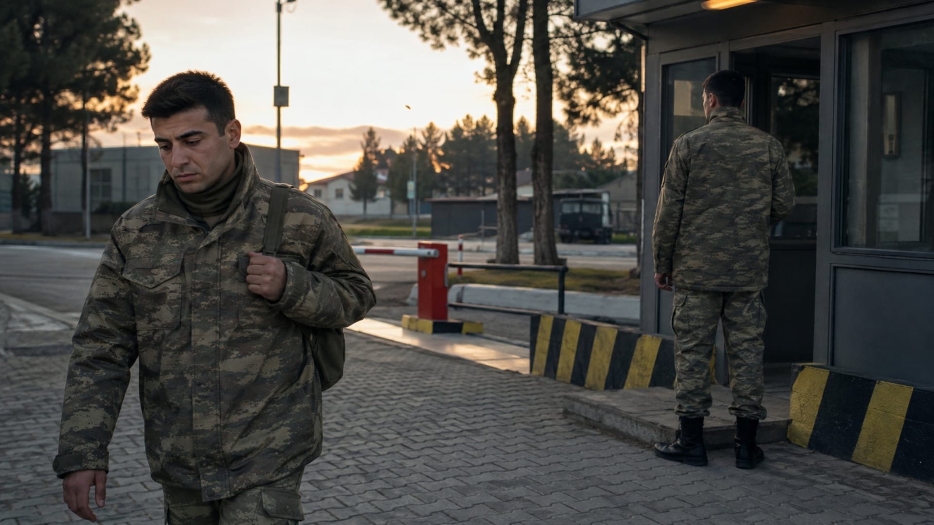 Askerî kontrol noktasında farklı çalışma şartlarında nöbet görevini yerine getiren Türk askerî personel