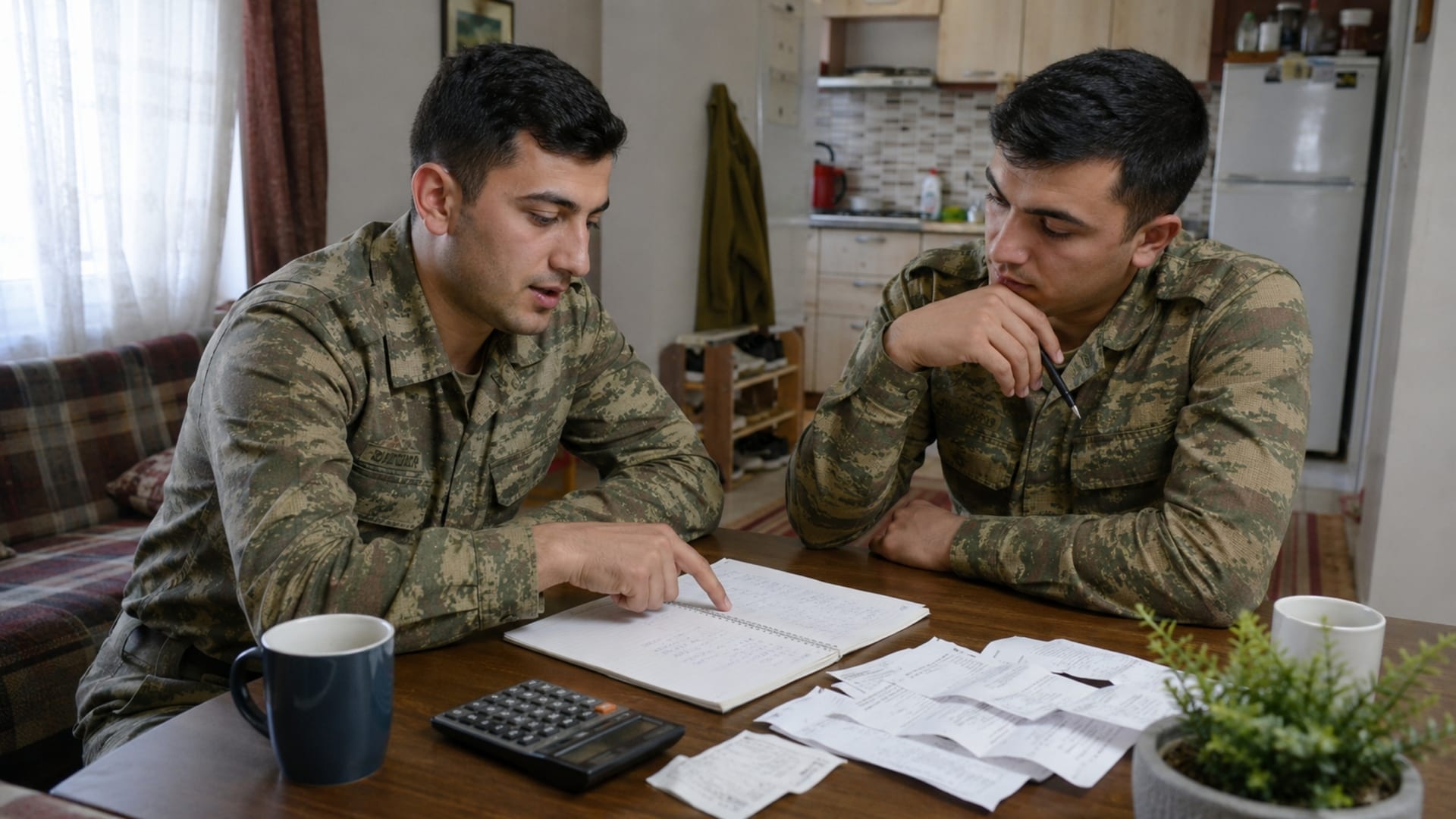 Kiralık ev ve günlük yaşam giderlerini masa başında birlikte hesaplayan Türk askerî personel