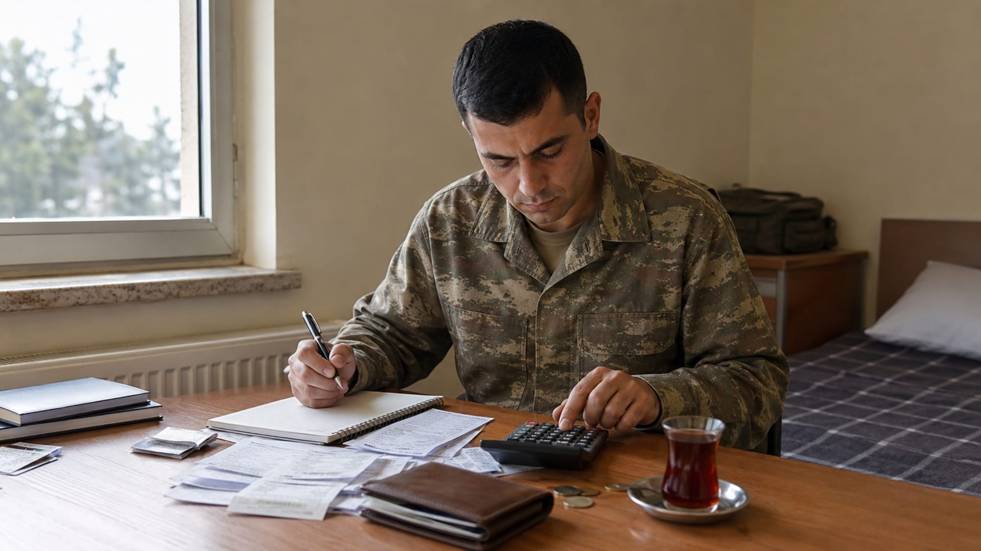 Orduevi konaklama, yemek ve ek hizmet giderlerini hesaplayan Türk askerî personel