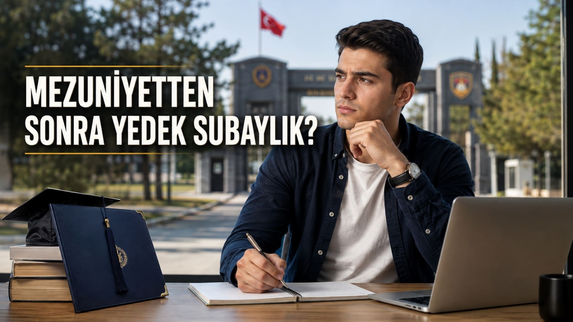 Üniversite mezuniyetinden sonra yedek subay olarak askerlik yapma kararını değerlendiren genç erkek