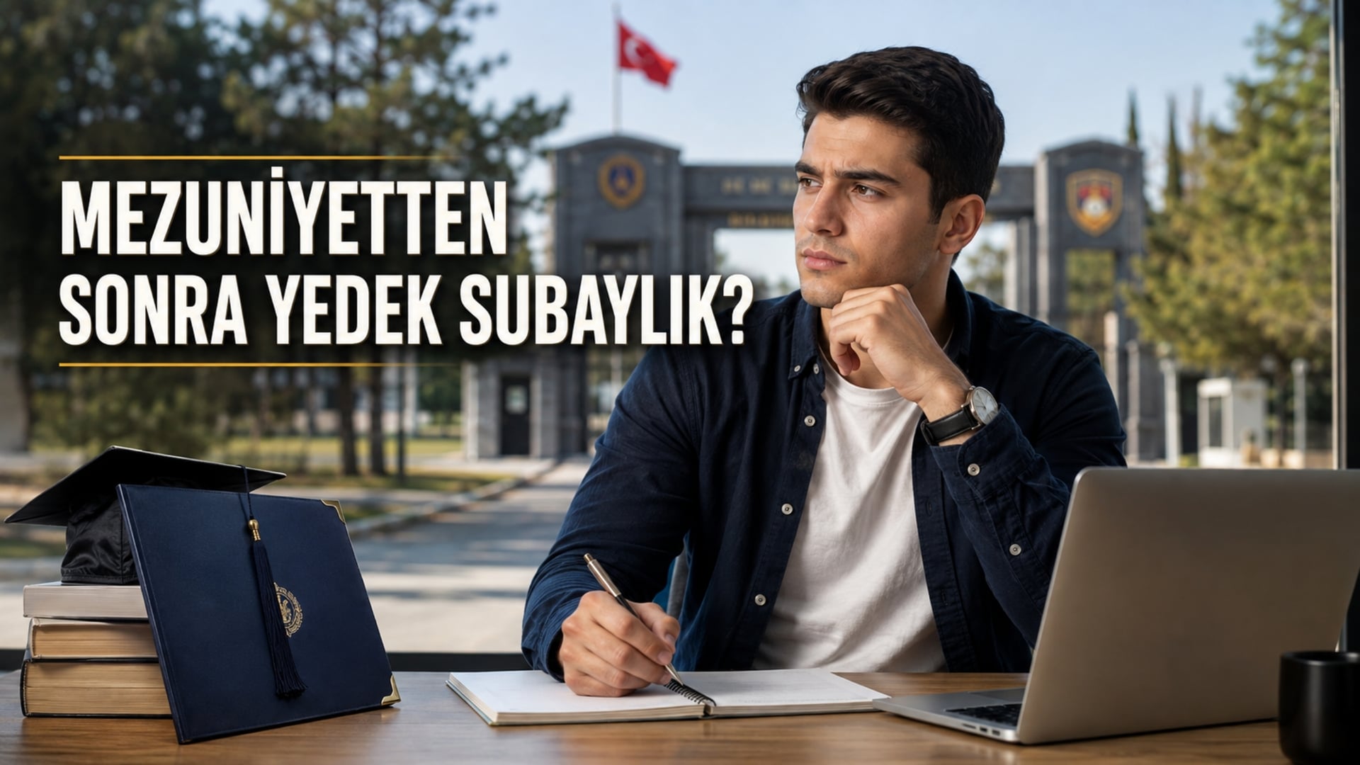 Üniversite mezuniyetinden sonra yedek subay olarak askerlik yapma kararını değerlendiren genç erkek