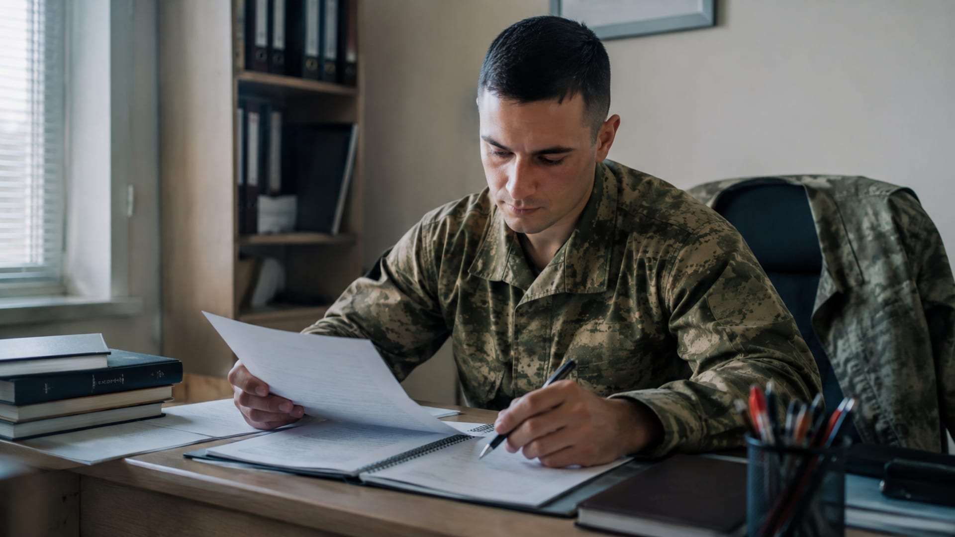 Askerî ofiste evrak ve görev takibi yaparak kurumsal sorumluluk deneyimi kazanan Türk askerî personel