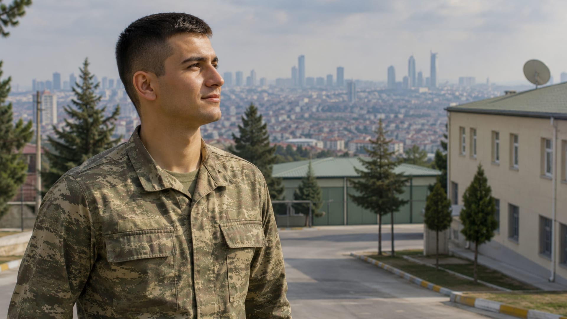 Büyükşehir manzarasına bakan Türk askerî personel, şehirde görev yapmanın ilk anda cazip görünmesini yansıtıyor
