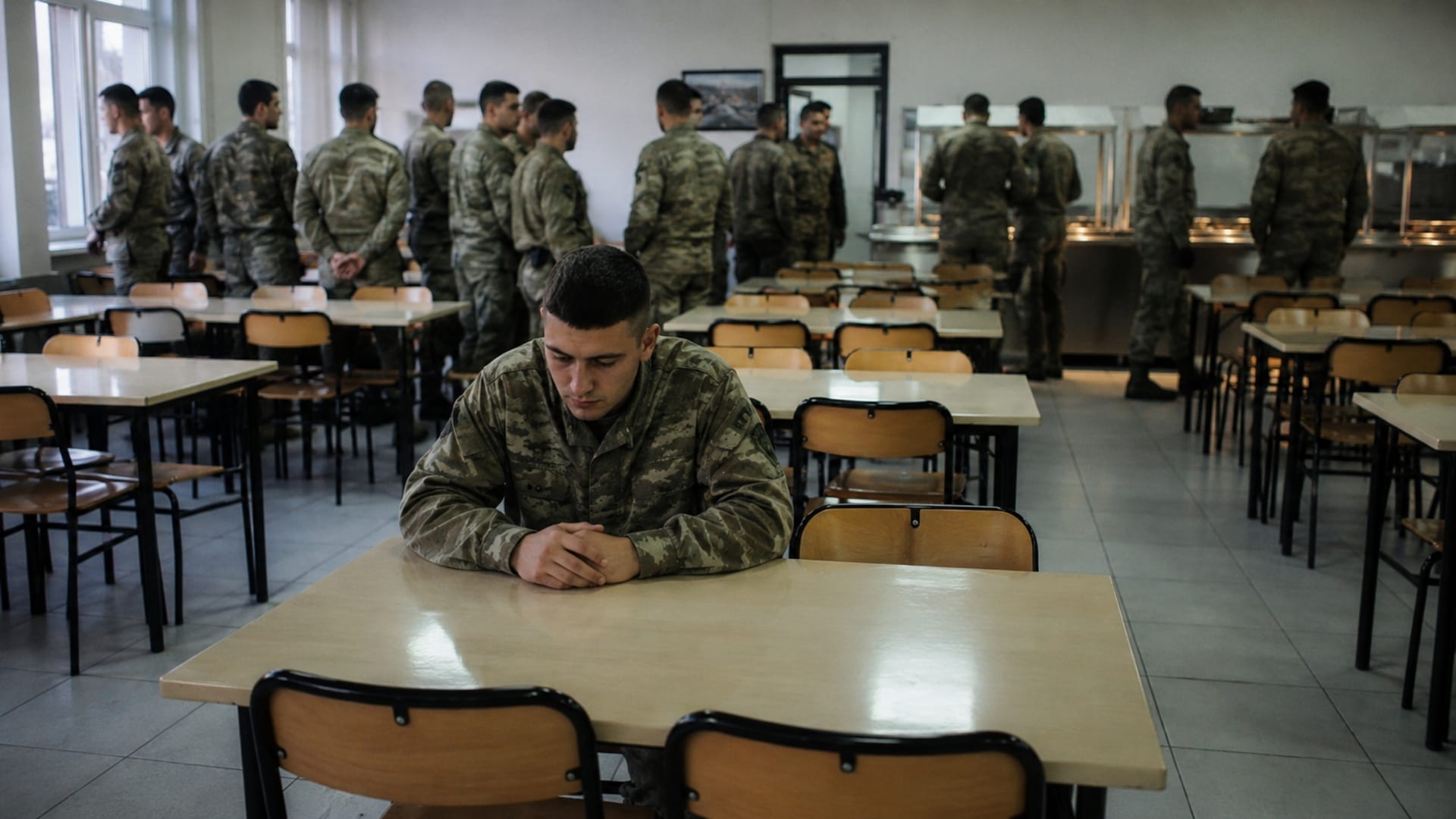 Kura sonrasında yemek sırasında çevresindeki eksikliği fark eden Türk askerî personel
