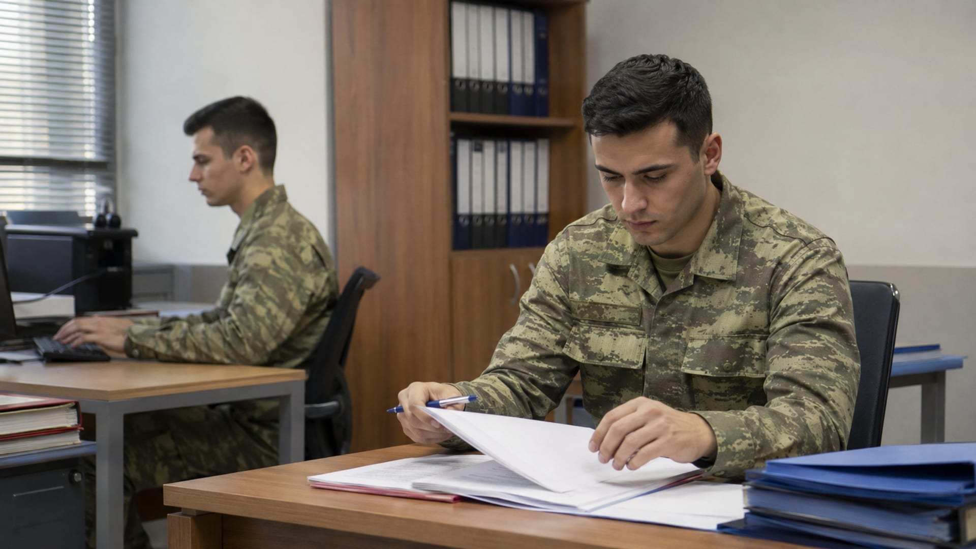 Askerî ofiste kendisine verilen evrak ve görevleri bağımsız biçimde yürüten Türk askerî personel