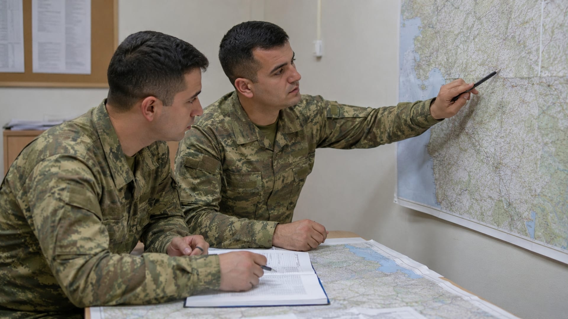Askerî yerleşkede eğitim süreci kapsamında yürüyen Türk askerî personel