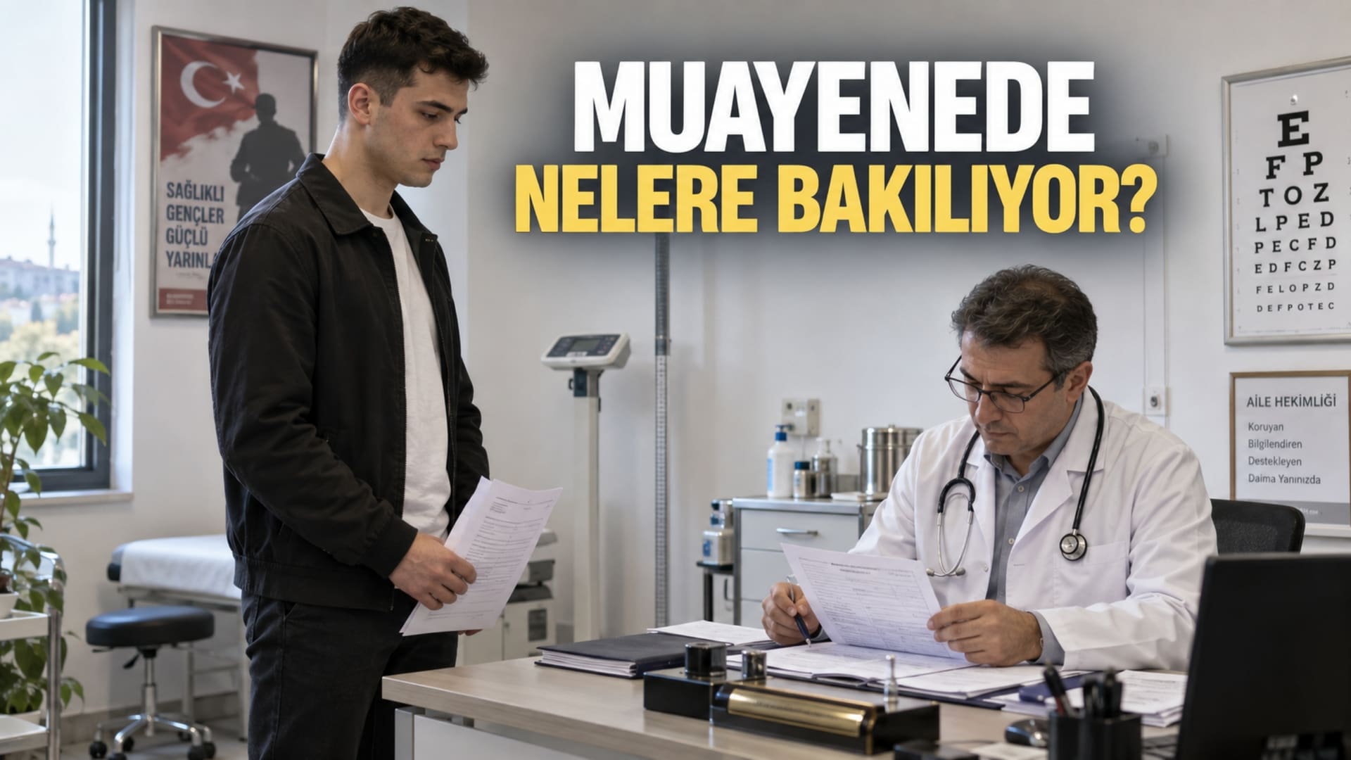 Askerlik yoklaması kapsamında aile hekiminde sağlık muayenesinden geçen asker adayı