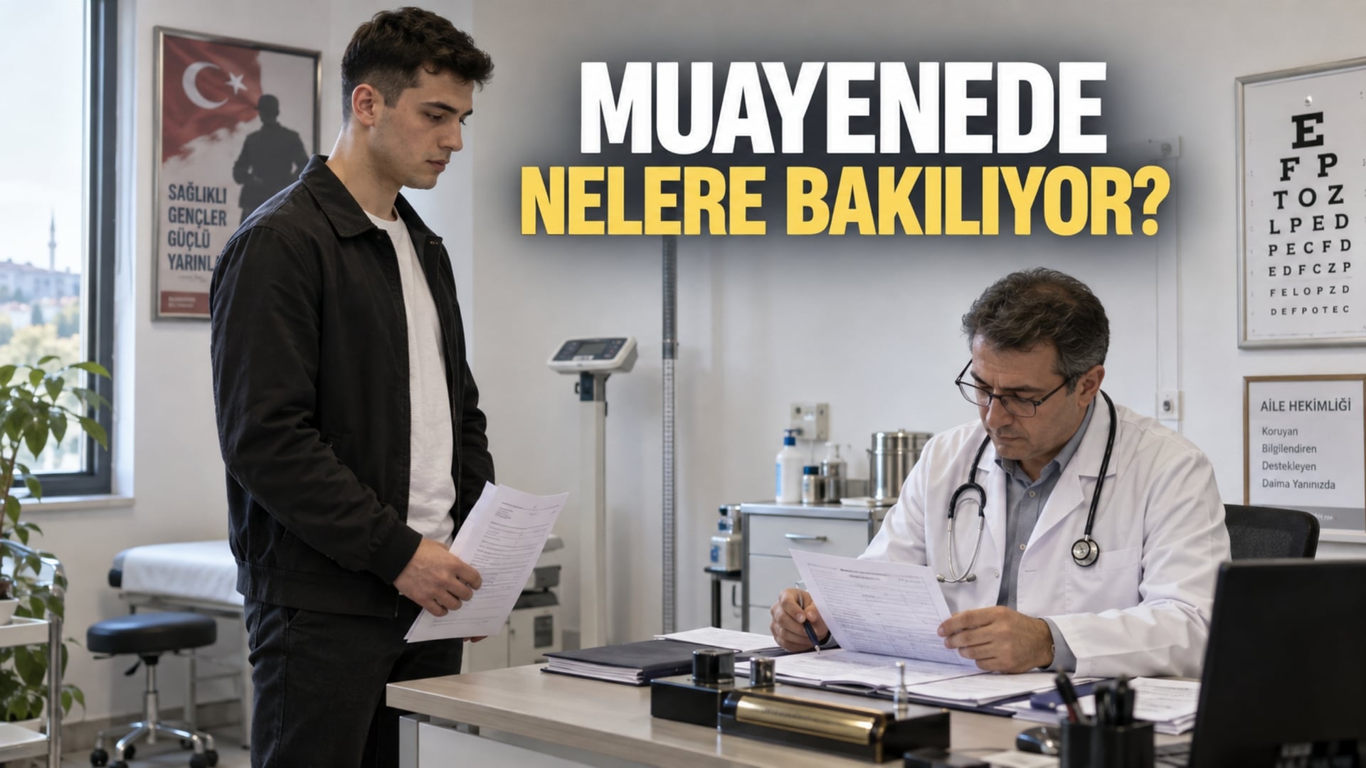 Askerlik yoklaması kapsamında aile hekiminde sağlık muayenesinden geçen asker adayı