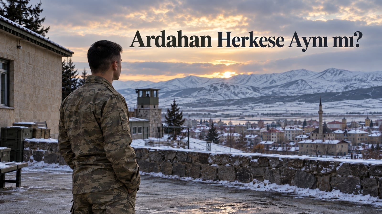 Ardahan’ın sakin görev ortamı ile kişisel zaman, arkadaşlık ve sınırlı sosyal hayat arasındaki farklı deneyimleri temsil eden editoryal görsel