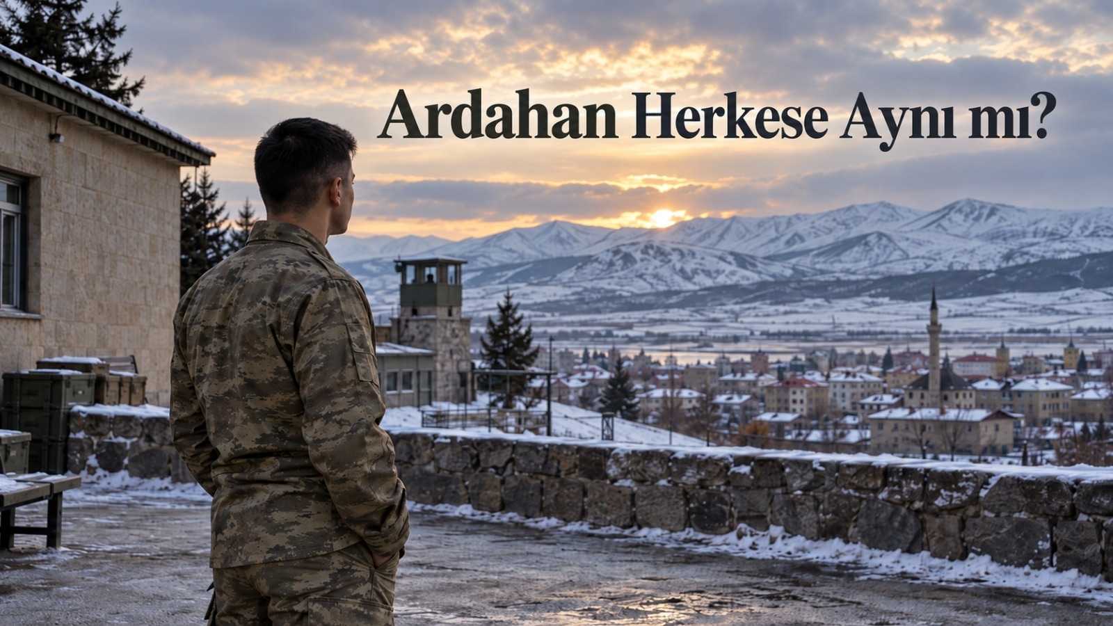 Ardahan’ın sakin görev ortamı ile kişisel zaman, arkadaşlık ve sınırlı sosyal hayat arasındaki farklı deneyimleri temsil eden editoryal görsel