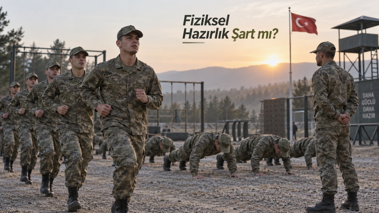 Acemilikte günlük fiziksel tempoya uyum sağlamaya çalışan ve eğitim düzenine katılan Türk asker adaylarını gösteren editoryal görsel