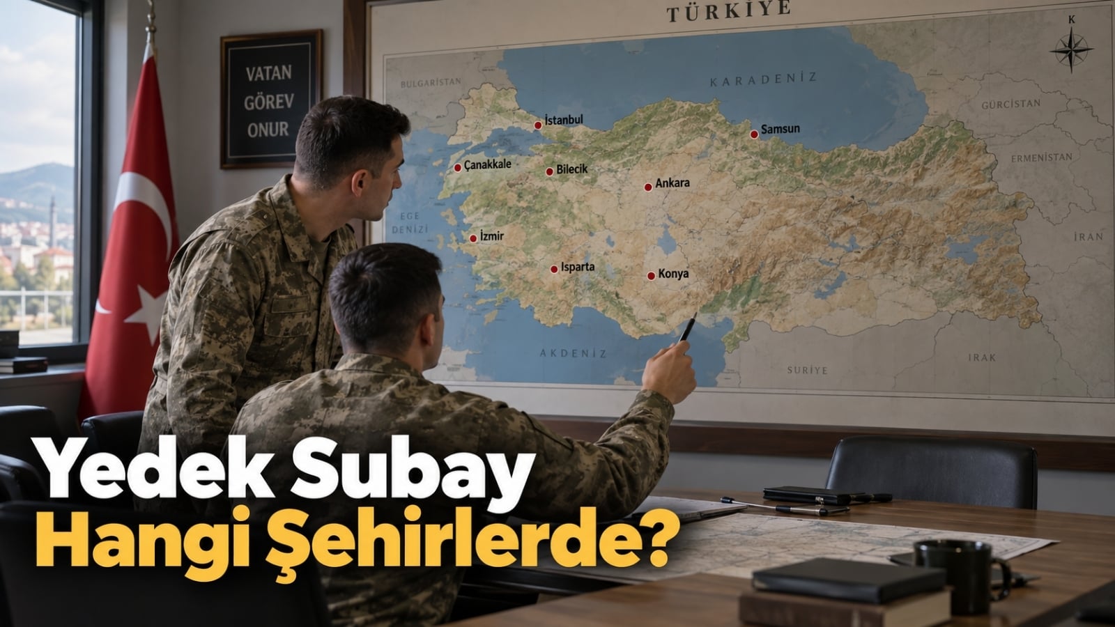 Türkiye genelindeki yedek subay eğitim yerleri ve farklı sınıflara ait eğitim birliklerinin şehir bazındaki dağılımını temsil eden editoryal görsel