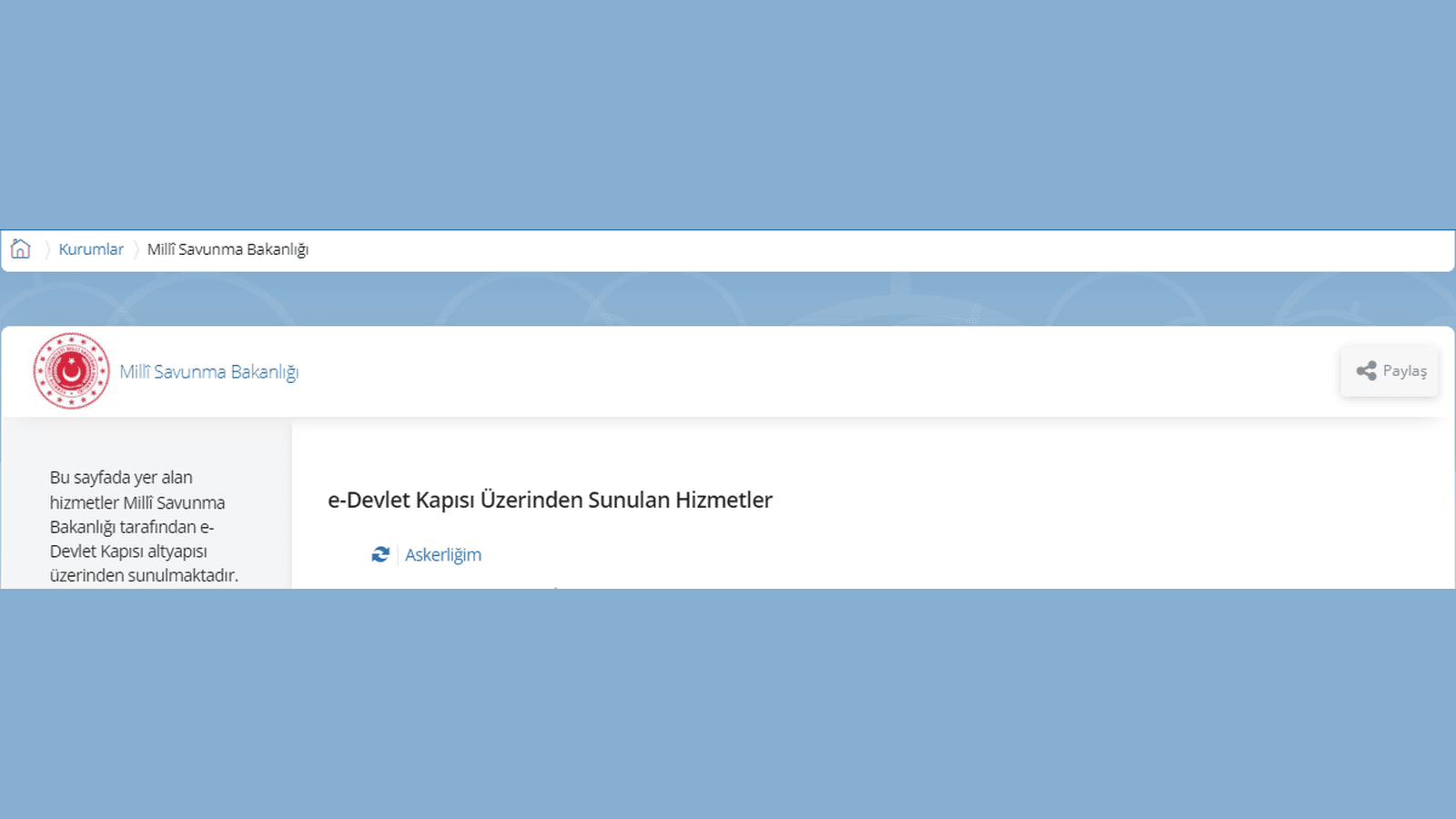 e-devlet kapısı üzerinden sunulan askerliğim hizmeti