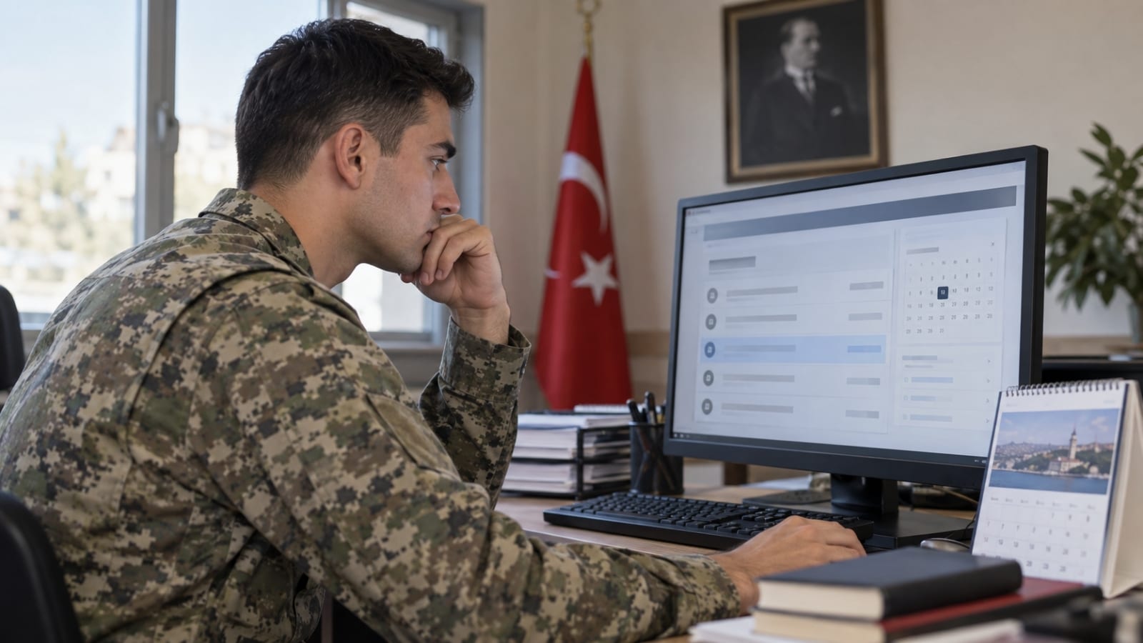Askerlik takvimini ve sınıflandırma sürecini bilgisayar üzerinden takip eden Türk askerî personel
