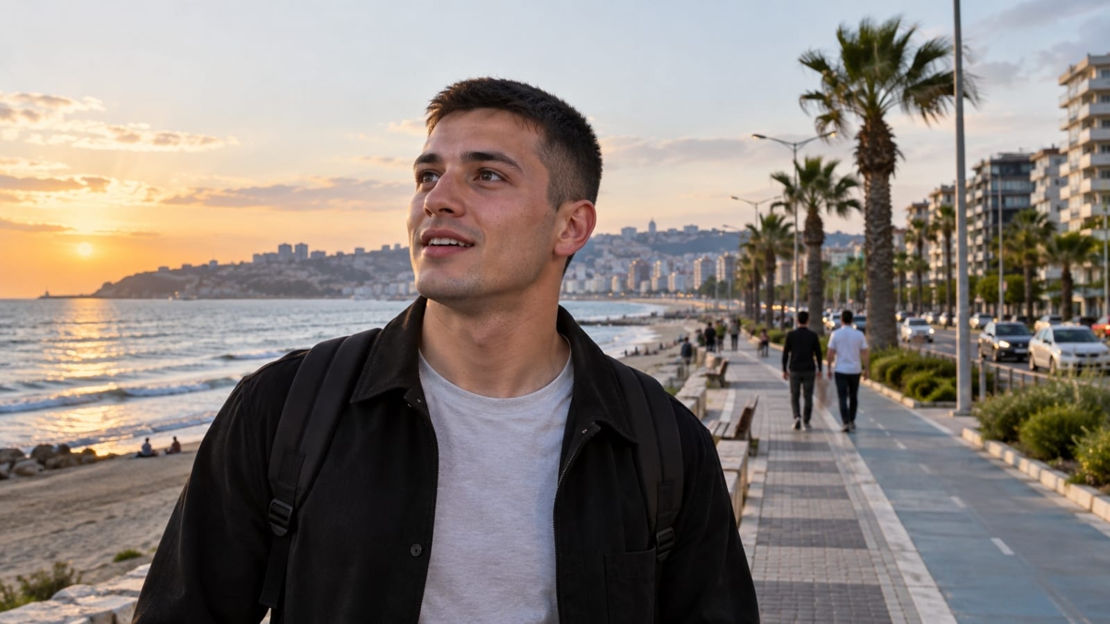 Uzun süre kışla düzeninde kaldıktan sonra Samsun sahilinde şehir hayatını yeniden gören genç erkek
