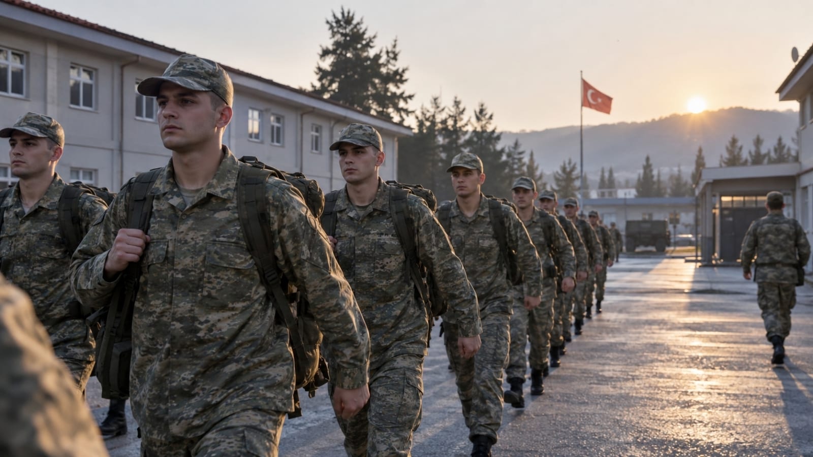 İlk haftada sabah erken saatlerde toplu eğitim faaliyetine ilerleyen yedek subay adayları