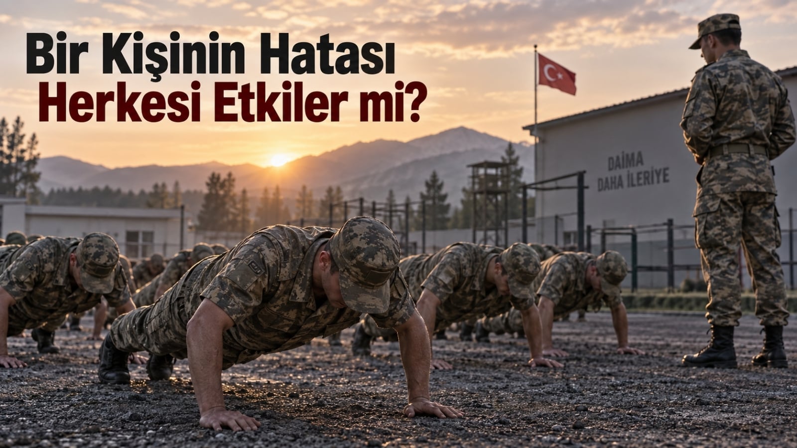 Askerî eğitim sırasında grup hâlinde hareket eden rütbesiz yedek subay adaylarını ve birlikte yürütülen eğitim düzenini gösteren gerçekçi editoryal görsel