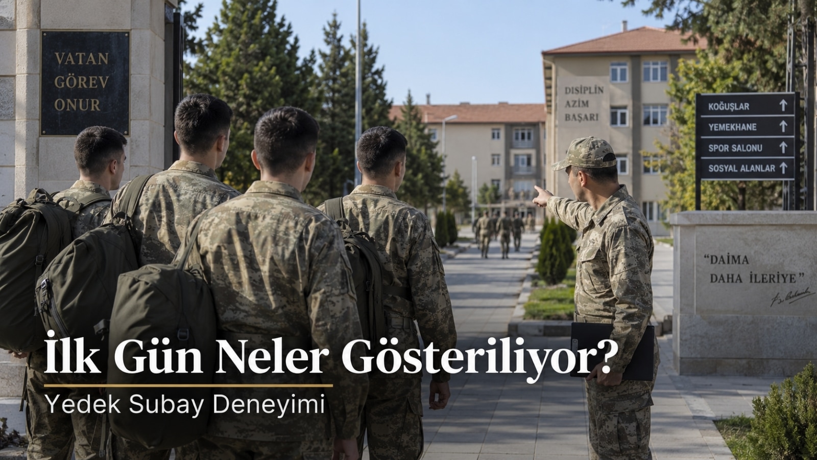 Eğitim birliğine yeni katılarak koğuş, yemekhane ve temel kullanım alanlarını öğrenen rütbesiz yedek subay adayları