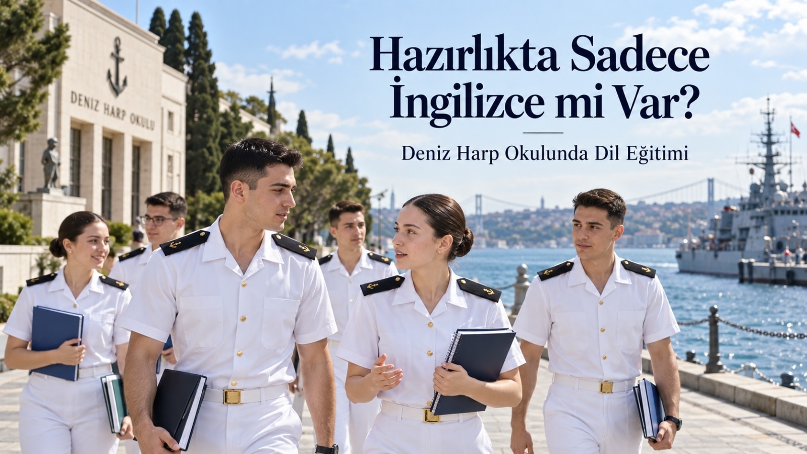 Deniz Harp Okulunda yabancı dil hazırlık eğitimi alan kadın ve erkek Harbiyeliler