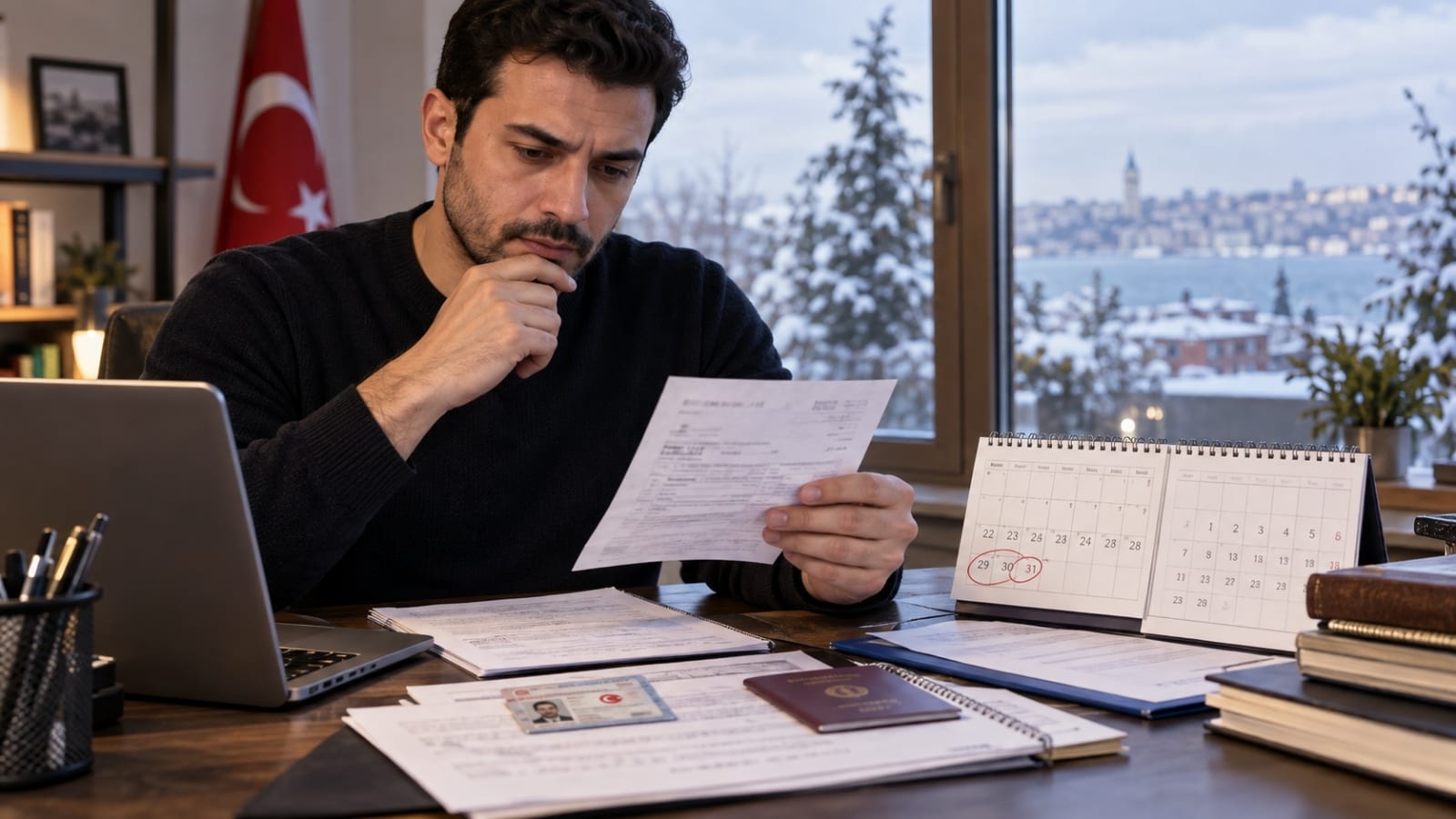 Yıl sonundaki bedelli askerlik ödemesinin ardından takip eden yılın sevk dönemlerini takvim üzerinden değerlendiren yükümlü.