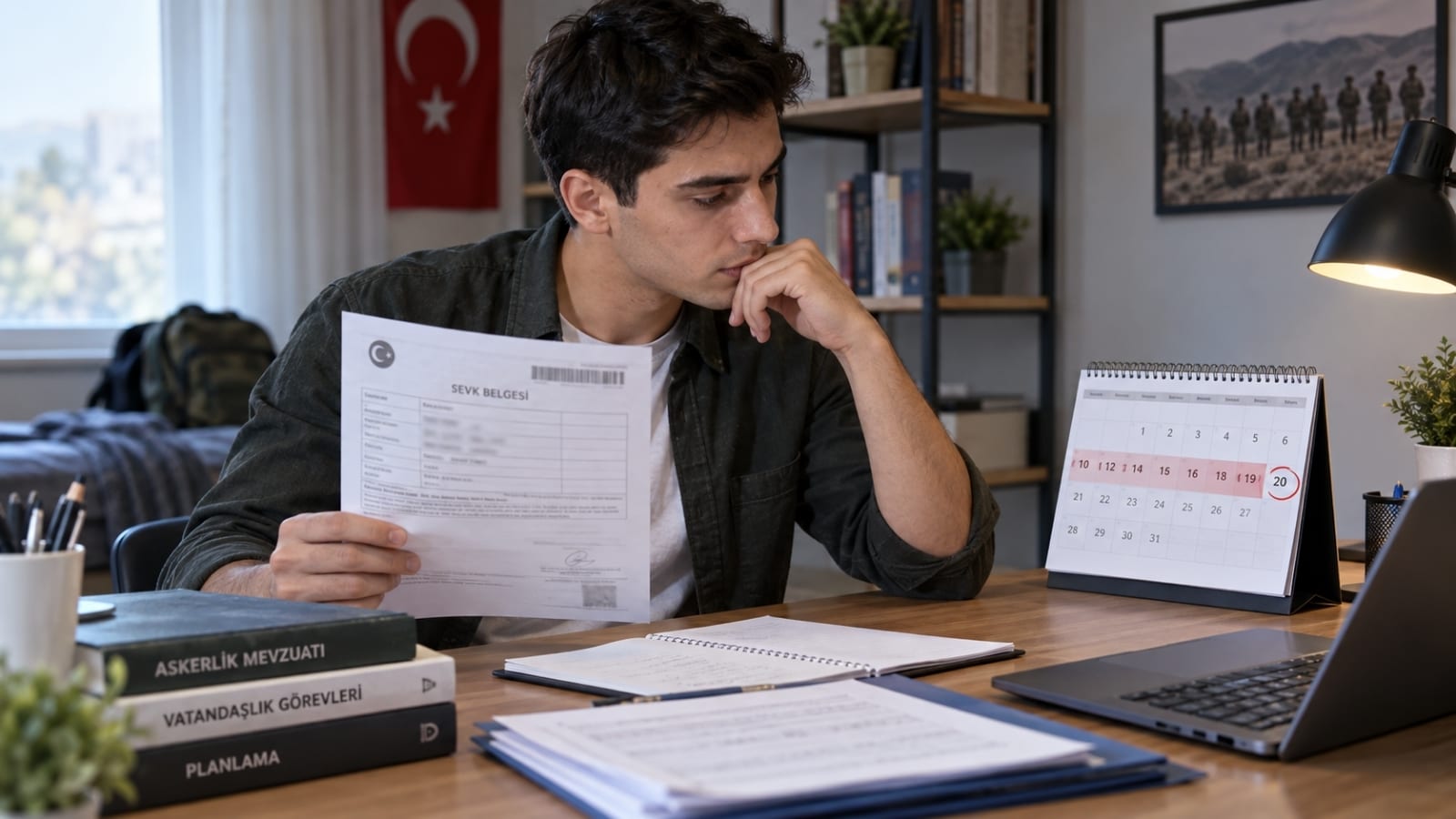 Askerlik sevk belgesini ve sevk tarihinden önceki hazırlık süresini kontrol eden yükümlü.