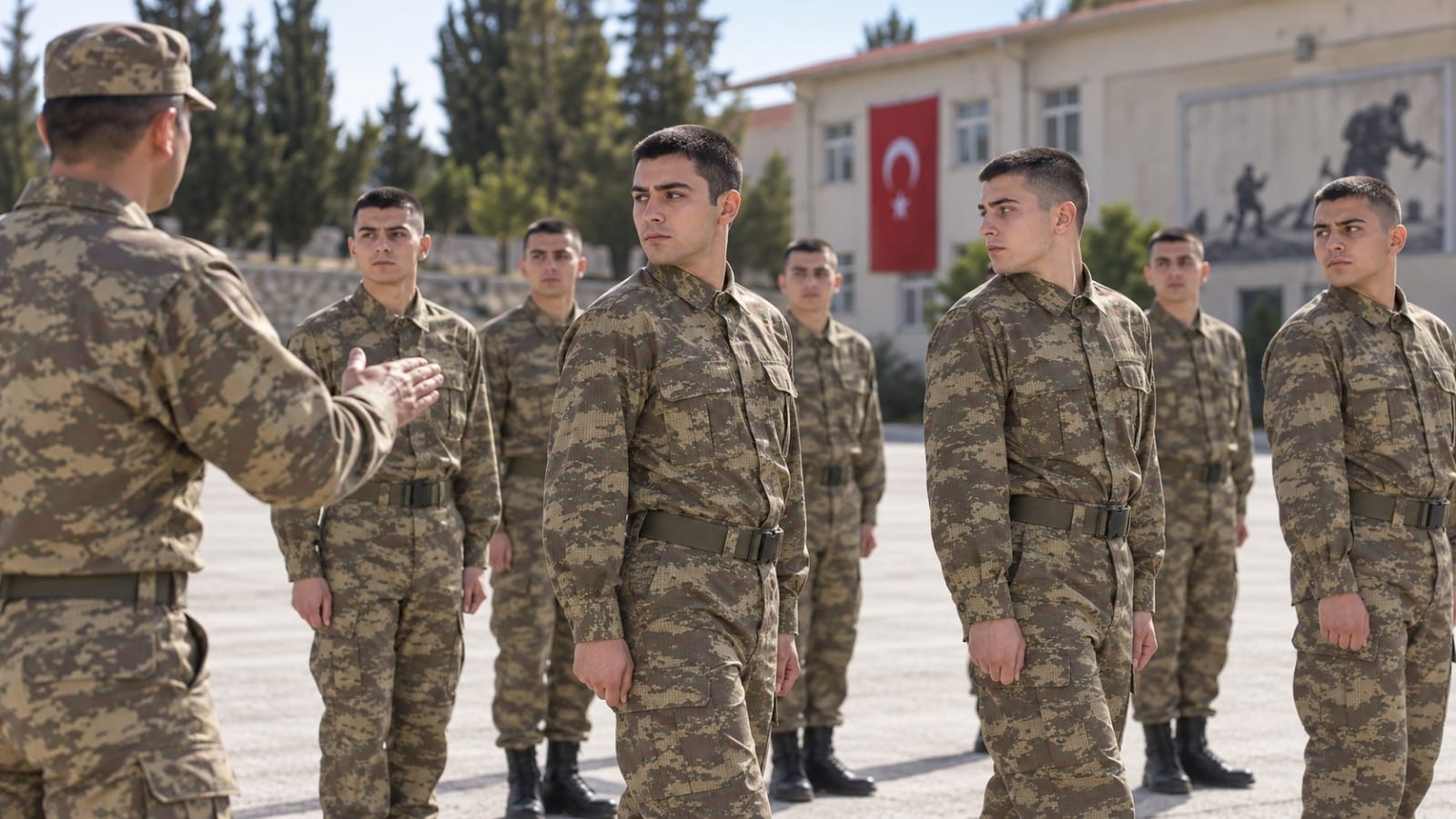 Acemi birliğinin ilk haftasında temel askerî eğitim alan rütbesiz erler.