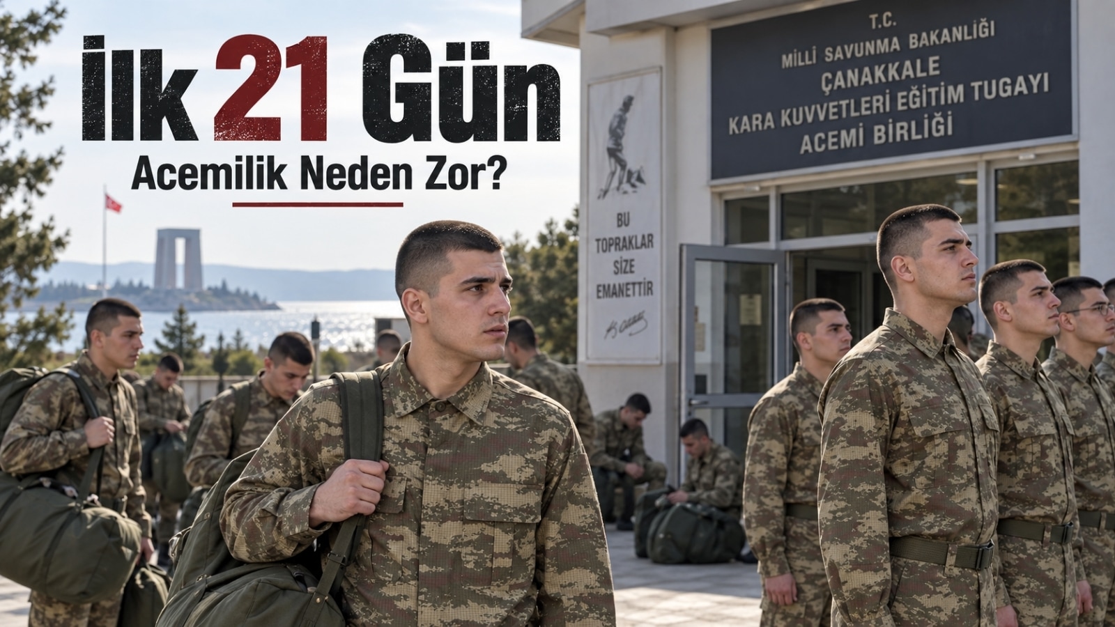 Çanakkale’de acemi birliğine katılan rütbesiz erler ve 21 günlük askerlik sürecinin ilk günü.