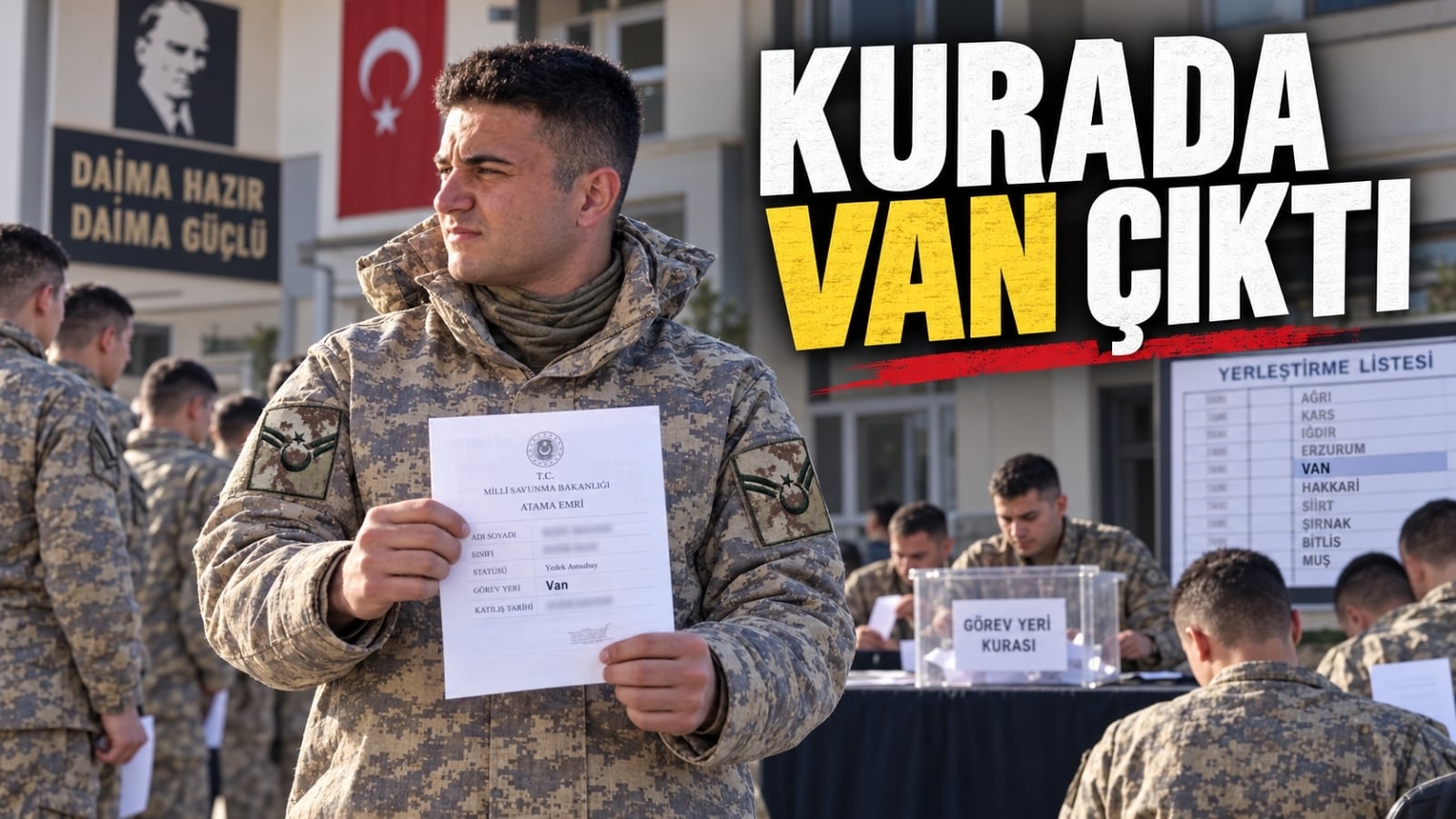 Yedek astsubay görev yeri kurasında Van çıkan personelin atama sonucunu aldığı an.