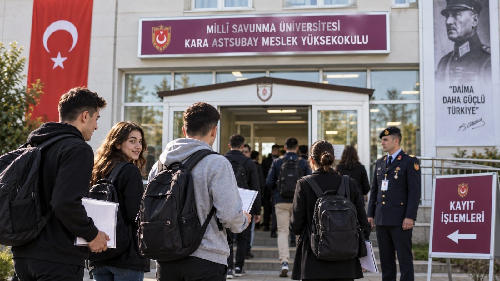 Millî Savunma Üniversitesi yerleşkesi girişinde kayıt ve çağrı sürecini bekleyen aday öğrenciler.