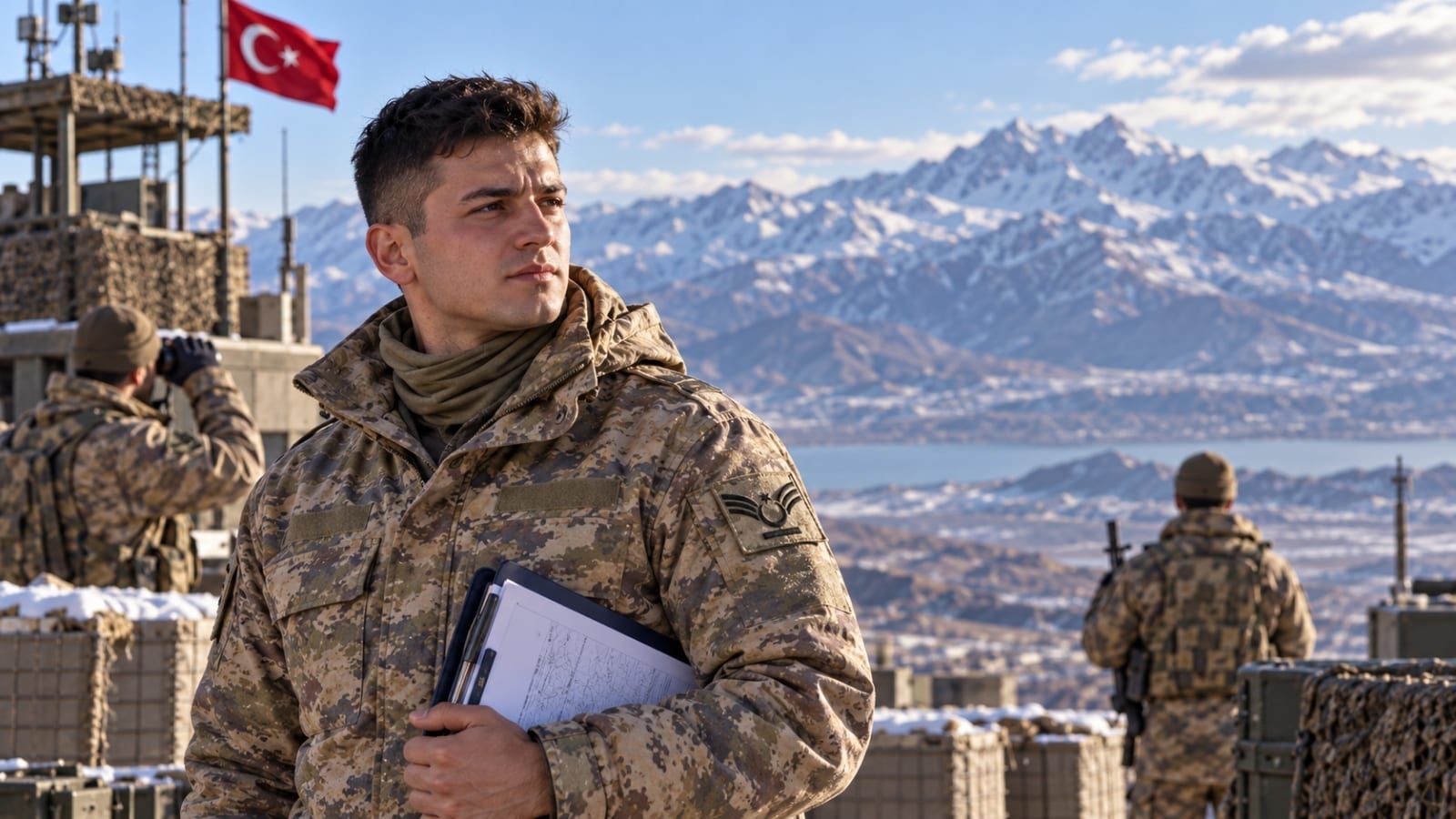 Van’daki doğu görevinde görev yapan yedek astsubay ve birlik sahası.