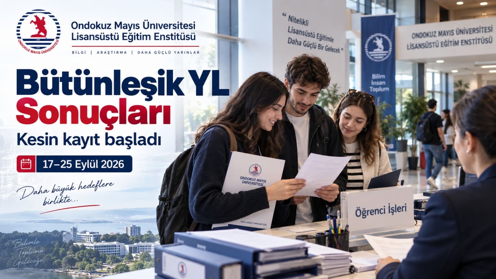 Ondokuz Mayıs Üniversitesi Bütünleşik Yüksek Lisans başvuru sonuçları ve 2026 kesin kayıt sürecini temsil eden lisansüstü öğrenci görseli.