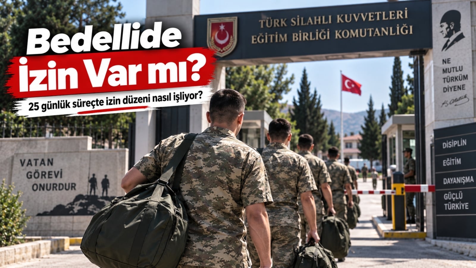 edelli askerlikte izin düzenini ve yaklaşık 25 günlük birlik sürecini temsil eden rütbesiz bedelli askerler.