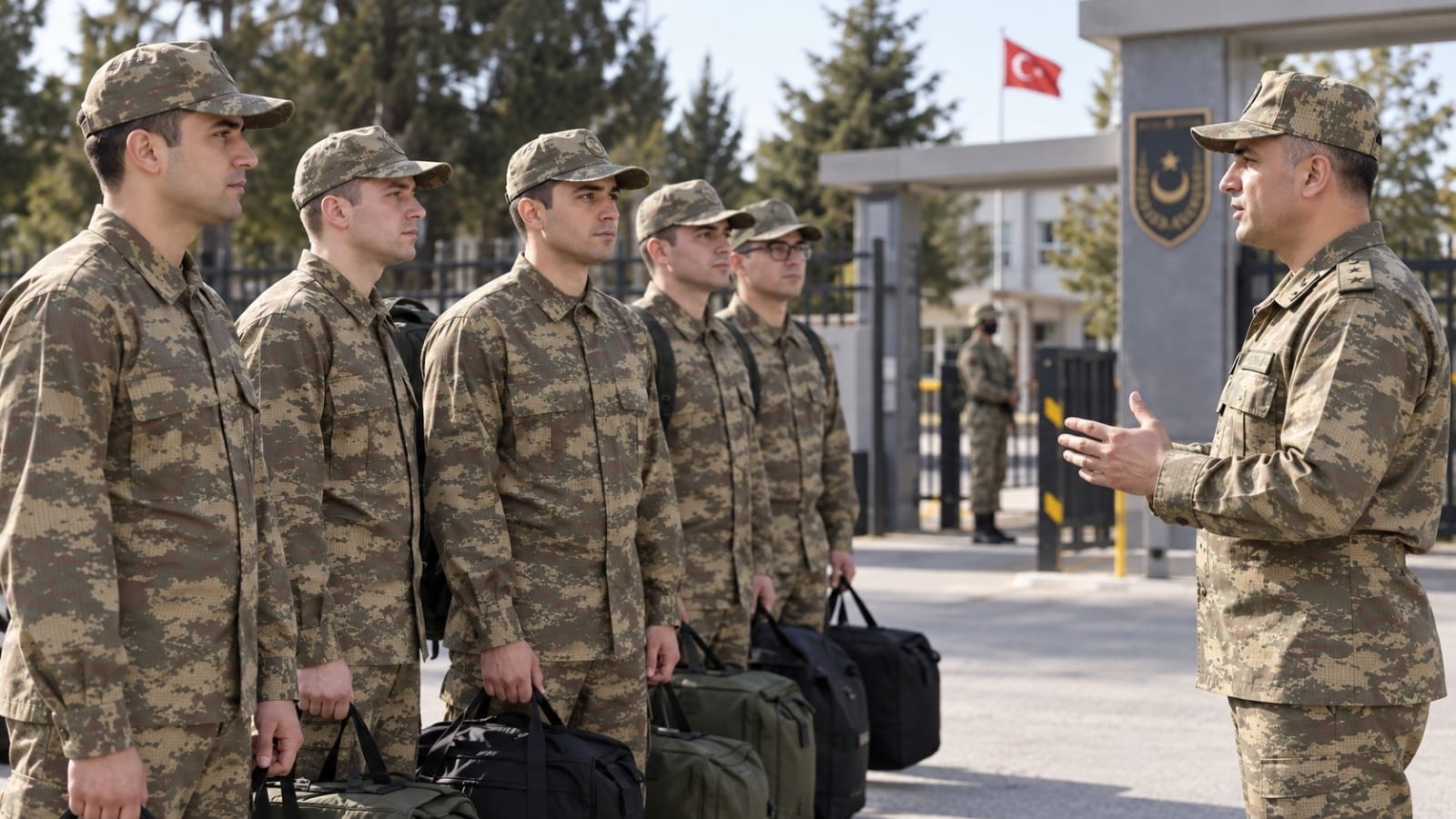 Sınıflandırma sonrası eğitim birliğine gelen rütbesiz bedelli askerlerin görevli komutandan katılış talimatı aldığı an.