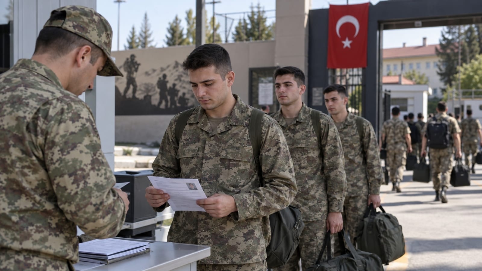 Bedelli askerlik sürecinde eğitim birliğine katılım işlemlerini tamamlayan rütbesiz yükümlüler.