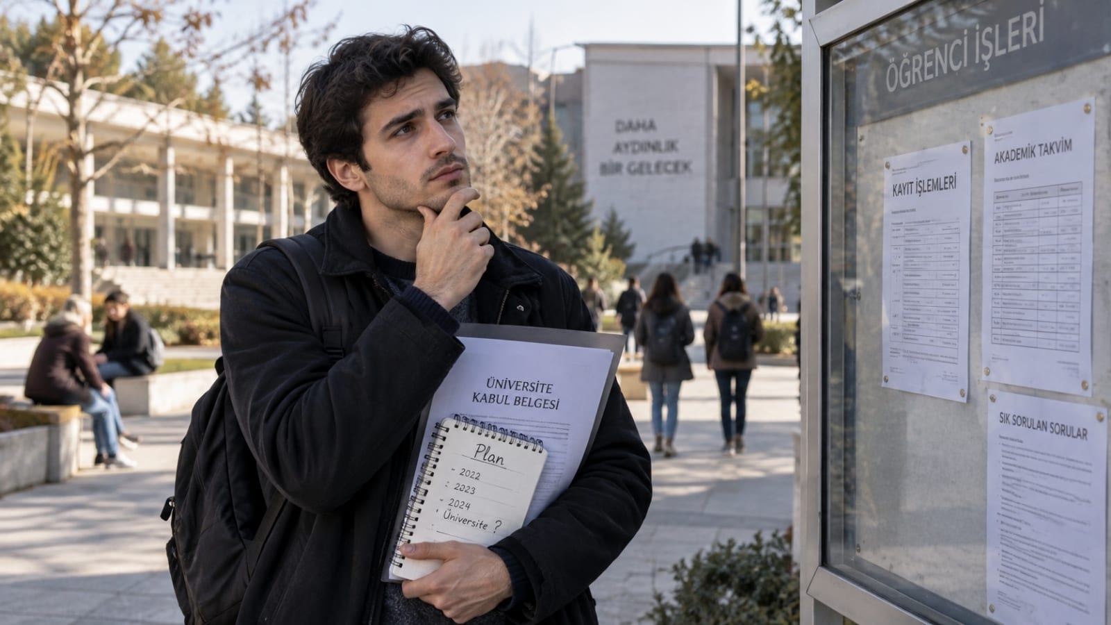 Tecil süresi geçtikten sonra üniversite kayıt tarihini kontrol eden genç.