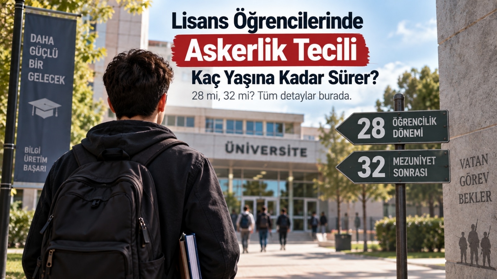 Üniversite kampüsünde 28 ve 32 yaş sınırları arasındaki farkı düşünen lisans öğrencisi.